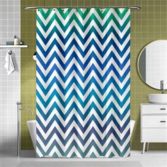 Blue Zig Zag Chevron Classic Pattern Shower Curtain 48  X 72  (small)  by Nexatart