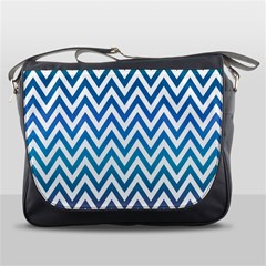 Blue Zig Zag Chevron Classic Pattern Messenger Bags by Nexatart