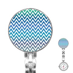 Blue Zig Zag Chevron Classic Pattern Stainless Steel Nurses Watch by Nexatart