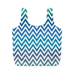 Blue Zig Zag Chevron Classic Pattern Full Print Recycle Bags (M)  Front