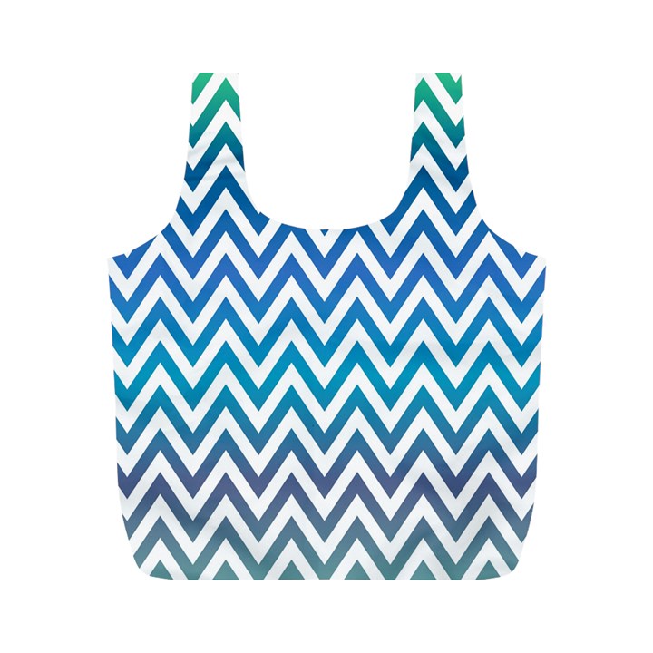 Blue Zig Zag Chevron Classic Pattern Full Print Recycle Bags (M) 