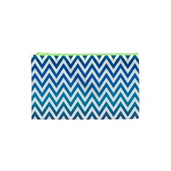 Blue Zig Zag Chevron Classic Pattern Cosmetic Bag (xs) by Nexatart