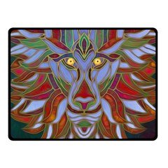 Surreal Lion Face Painting Fleece Blanket (small) by GabriellaDavid