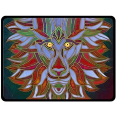 Surreal Lion Face Painting Double Sided Fleece Blanket (large) 