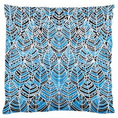 Blue Feathers  Large Cushion Case (two Sides) by GabriellaDavid