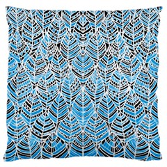 Blue Feathers  Large Flano Cushion Case (two Sides) by GabriellaDavid