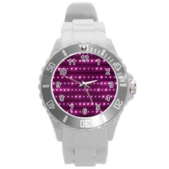 Galaxy Stripes Pattern Round Plastic Sport Watch (l) by dflcprints