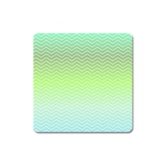 Green Line Zigzag Pattern Chevron Square Magnet by Nexatart