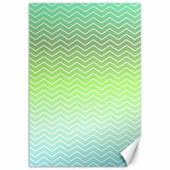 Green Line Zigzag Pattern Chevron Canvas 12  X 18   by Nexatart