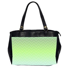 Green Line Zigzag Pattern Chevron Office Handbags (2 Sides)  by Nexatart