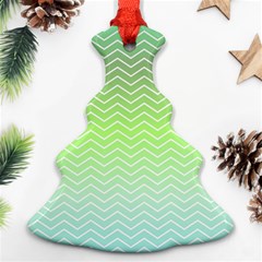 Green Line Zigzag Pattern Chevron Christmas Tree Ornament (two Sides) by Nexatart