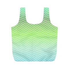 Green Line Zigzag Pattern Chevron Full Print Recycle Bags (m)  by Nexatart