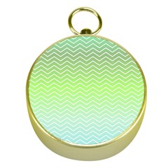 Green Line Zigzag Pattern Chevron Gold Compasses by Nexatart