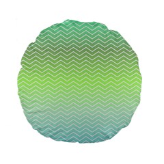 Green Line Zigzag Pattern Chevron Standard 15  Premium Flano Round Cushions by Nexatart