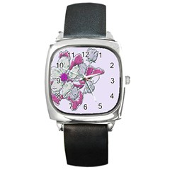 Bouquet Flowers Plant Purple Square Metal Watch by Nexatart