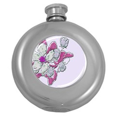 Bouquet Flowers Plant Purple Round Hip Flask (5 Oz) by Nexatart