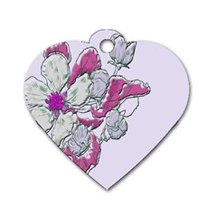 Bouquet Flowers Plant Purple Dog Tag Heart (one Side) by Nexatart