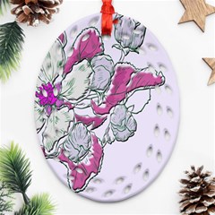 Bouquet Flowers Plant Purple Oval Filigree Ornament (two Sides) by Nexatart