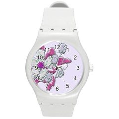 Bouquet Flowers Plant Purple Round Plastic Sport Watch (m) by Nexatart