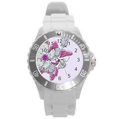 Bouquet Flowers Plant Purple Round Plastic Sport Watch (l) by Nexatart