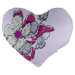 Bouquet Flowers Plant Purple Large 19  Premium Heart Shape Cushions by Nexatart