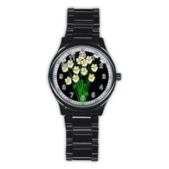 Bouquet Geese Flower Plant Blossom Stainless Steel Round Watch by Nexatart