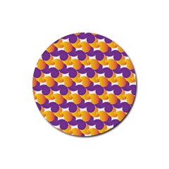 Pattern Background Purple Yellow Rubber Coaster (round)  by Nexatart