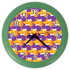 Pattern Background Purple Yellow Color Wall Clocks by Nexatart