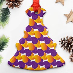 Pattern Background Purple Yellow Christmas Tree Ornament (two Sides) by Nexatart