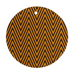 Chevron Brown Retro Vintage Ornament (round) by Nexatart