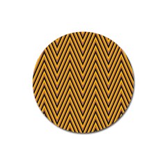 Chevron Brown Retro Vintage Magnet 3  (round) by Nexatart