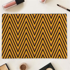 Chevron Brown Retro Vintage Cosmetic Bag (xxl)  by Nexatart