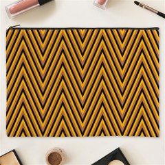 Chevron Brown Retro Vintage Cosmetic Bag (xxxl)  by Nexatart