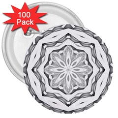 Mandala Pattern Floral 3  Buttons (100 Pack)  by Nexatart