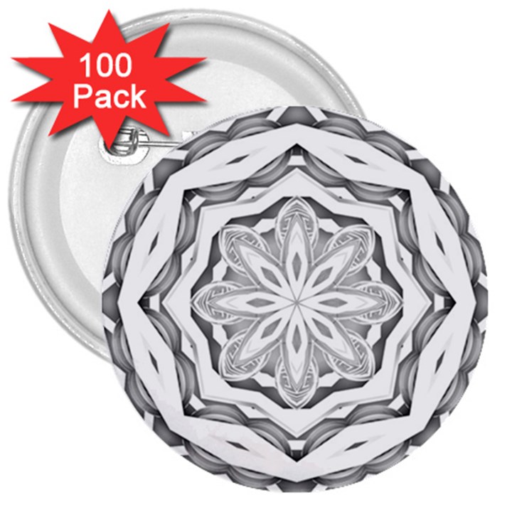 Mandala Pattern Floral 3  Buttons (100 pack) 