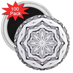 Mandala Pattern Floral 3  Magnets (100 Pack) by Nexatart