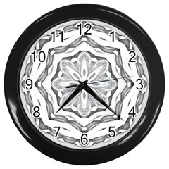 Mandala Pattern Floral Wall Clocks (black) by Nexatart