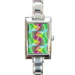 Seamless Pattern Twirl Spiral Rectangle Italian Charm Watch Front