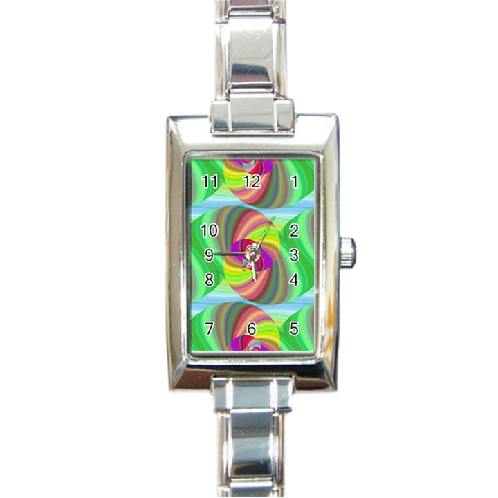 Seamless Pattern Twirl Spiral Rectangle Italian Charm Watch