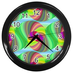 Seamless Pattern Twirl Spiral Wall Clocks (black) by Nexatart