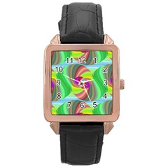 Seamless Pattern Twirl Spiral Rose Gold Leather Watch  by Nexatart