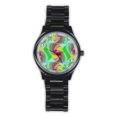 Seamless Pattern Twirl Spiral Stainless Steel Round Watch by Nexatart