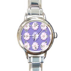 Daisy Flowers Wild Flowers Bloom Round Italian Charm Watch by Nexatart