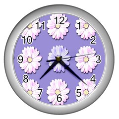 Daisy Flowers Wild Flowers Bloom Wall Clocks (silver)  by Nexatart