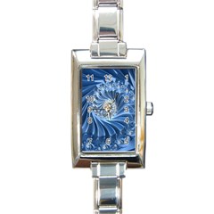 Blue Fractal Abstract Spiral Rectangle Italian Charm Watch by Nexatart