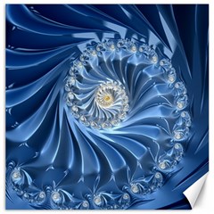 Blue Fractal Abstract Spiral Canvas 20  X 20   by Nexatart