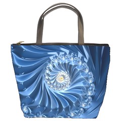 Blue Fractal Abstract Spiral Bucket Bags by Nexatart