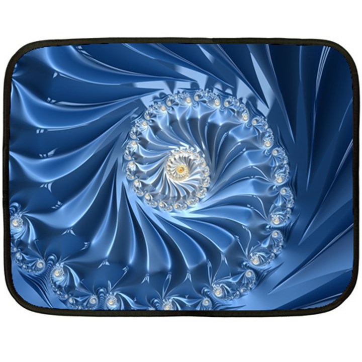 Blue Fractal Abstract Spiral Double Sided Fleece Blanket (Mini) 