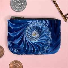 Blue Fractal Abstract Spiral Mini Coin Purses by Nexatart