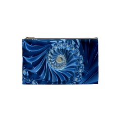 Blue Fractal Abstract Spiral Cosmetic Bag (small)  by Nexatart